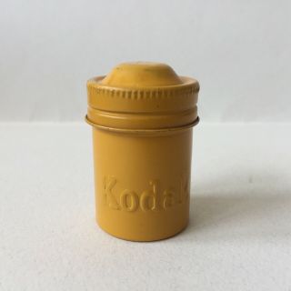 Vintage Kodak Yellow Metal Tin Film Case Container With Lid Empty