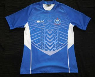 Vtg Samoa National Rugby Union Team Blk Blue And White Jersey Shirt Men 