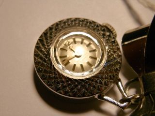 5710,  Vintage Seldom Seen 17j Louis Ladies Silver Tone Brooch Watch