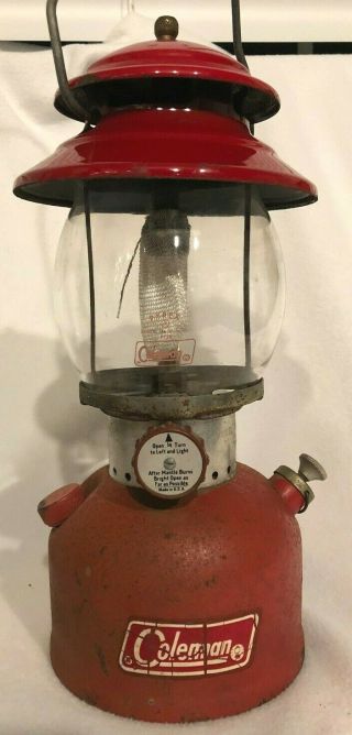 Vintage Coleman Lantern 200a,  Red,  Single Mantle,  Pyrex Glass,  10/1972