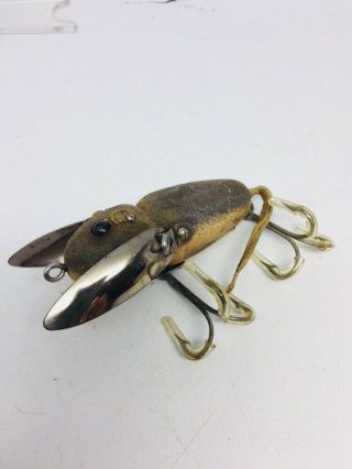 Vintage Wood Heddon Crazy Crawler Fishing Lure 2100 Mouse