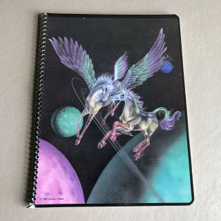 Vintage Mead Unicorn Fantasy Spiral Notebook Wide Ruled 60 Sheets Galaxy 1987