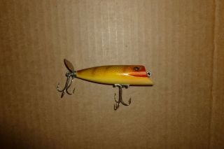 Scarce Unknown Top Water Wood Chugger Type Fishing Lure Perch Scale Rear Spinner