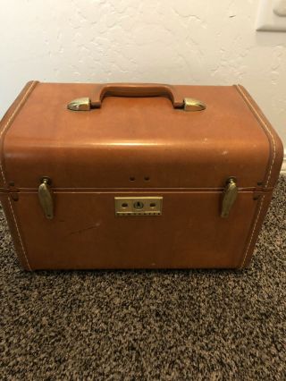 Vintage Samsonite Streamlite Luggage Train Case Makeup Case Steam Trunk Brown
