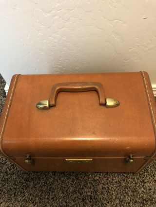 Vintage Samsonite Streamlite Luggage Train Case Makeup Case Steam Trunk Brown 2