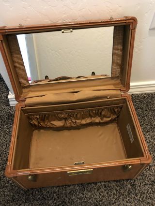 Vintage Samsonite Streamlite Luggage Train Case Makeup Case Steam Trunk Brown 3