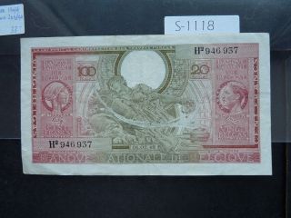 Vintage Banknote Belgium 1944 100 Francs S1118