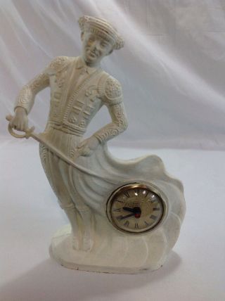 Vintage United Cast Metal Bullfighter Electric Clock For Parts/ Replacement