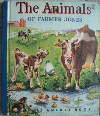 Vintage Little Golden Book ANIMALS OF FARM JONES w/dust jacket Rudolf Freund 3