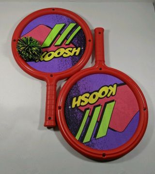 Vintage 1991 Oddzon Koosh Ball & Paddles Rackets Raquets Outdoor Game