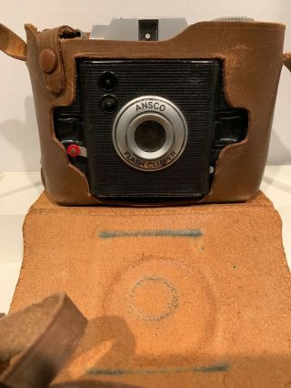 Vintage Ansco Flash Clipper Camera W/ Leather Carry Bag