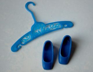 Vintage Barbie Shoes Royal Blue Square - Toe Pumps With Logo Hanger