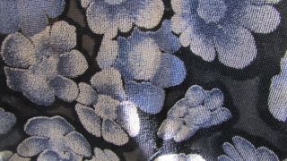 Vintage Polyester Blend Blue & Silver 2 Way Stretch Floral Fabric,  60 