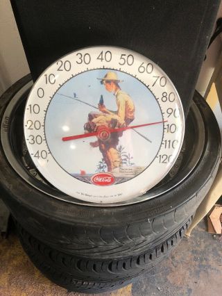 Vintage Coca - Cola Norman Rockwell Thermometer,  Tru - Temp