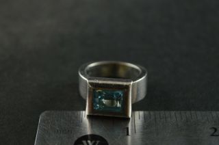 Vintage Sterling Silver Blue Stone Square Dome Ring - 14g 4