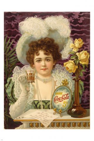 Elegant Vintage Drink Coca - Cola Poster Old Fashioned Great For Home Decor