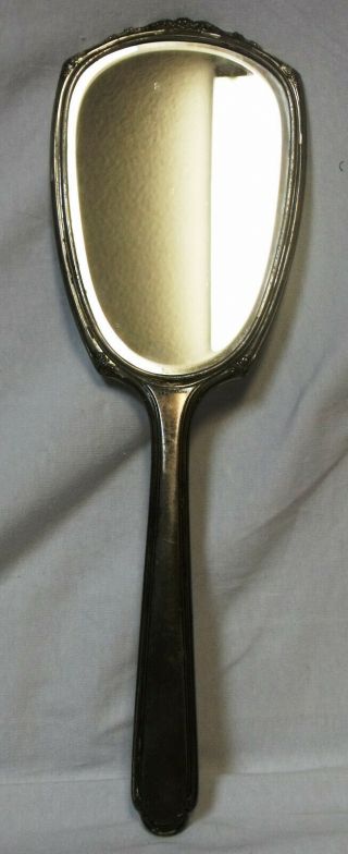 Vintage Sterling Silver Hand Held Vanity Mirror W/monogram " D "