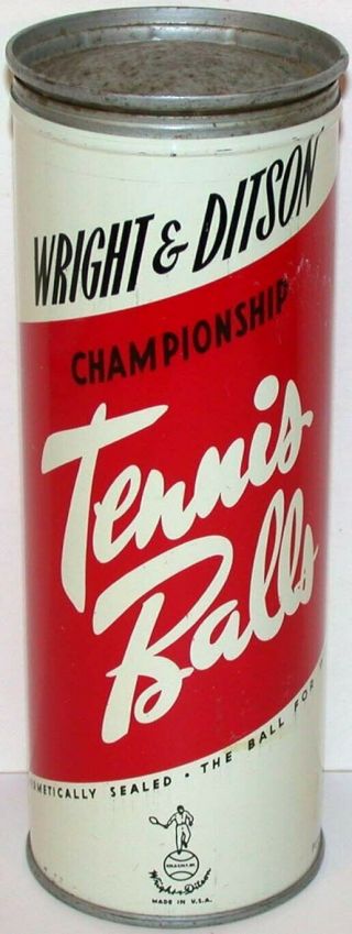 Vintage Tin Wright And Ditson Championship Tennis Balls Key Wind With Lid Exc,