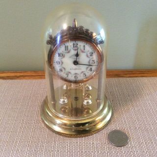 Vintage Wind Up Schmid - Schlenker Jr Germany Jeweled Clock With Dome