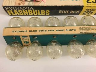 12 Vintage Sylvania Flash Bulbs Blue Dot Press 25 Cameras Flashbulbs DC - 25 - 1B GE 2