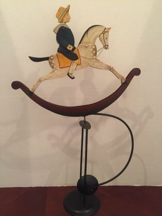 Vintage Nantucket Balancing Whirligig - Boy On Rocking Horse