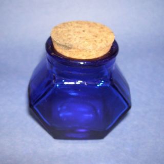 Vintage Cobalt Blue Glass Jar With Cork Stopper
