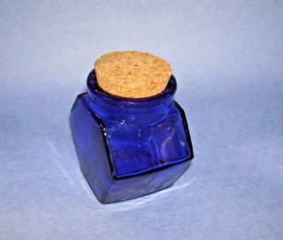 Vintage Cobalt Blue Glass Jar with Cork Stopper 2