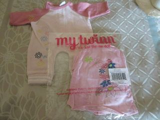 Retired My Twinn Doll 18 " Tagged Flower Outfit In Pkg Plus Vintage Pink Pajamas