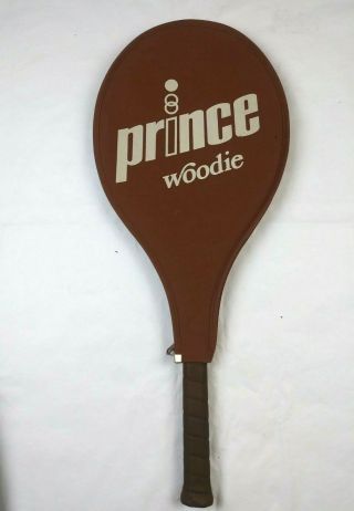 Vintage Prince Woodie 4 1/4 Grip Tennis Racquet With Cover