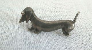 Vintage Signed Mexico 925 Dachshund Dog Mini Brooch Pin 1 1/3 " Long Sterling