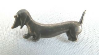 Vintage Signed MEXICO 925 Dachshund Dog Mini Brooch Pin 1 1/3 
