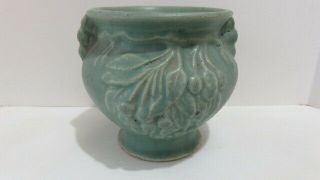 Vintage Nelson - Mccoy Green With Berries & Leaves Small 4 1/4 " Jardiniere Planter