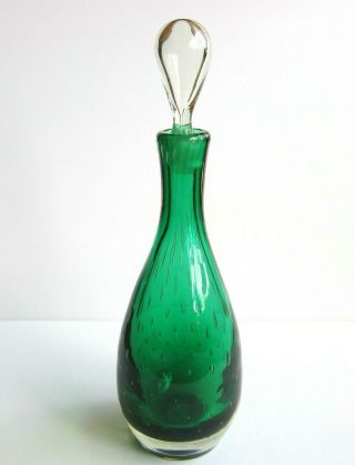 Vintage Erickson Glass Large Decanter W/ Controlled Bubbles,  Mid - Century Modern