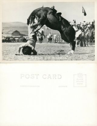 Horse Rodeo In Nevada Vintage Real Photo Postcard Rppc Cowboys