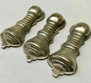 VINTAGE SET OF 3 SOLID BRASS ESCUTCHEONS KEY HOLE COVERS TO MATCH BEEHIVE HANDLE 2