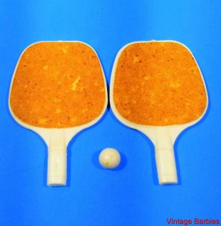 Ideal Tammy / Pepper Doll Ping Pong Rackets & Ball - Vintage 1960 