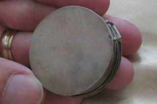 Vintage sterling silver textured hinged pill box,  bezel set turquoise,  SW design 8