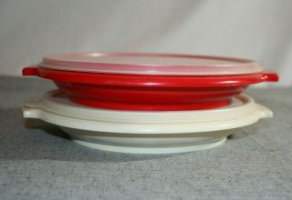 Vintage Tupperware Suzette Divided Serving Dish Tray 608 Set Of 2 Red White