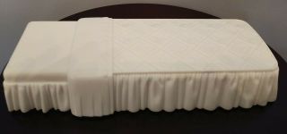 Vintage Barbie Bed,  White Plastic Wicker Bedspread Quilted Looking Bed