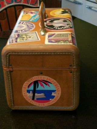 Vintage Samsonite Train Case w/Vintage Retro travel stickers 3