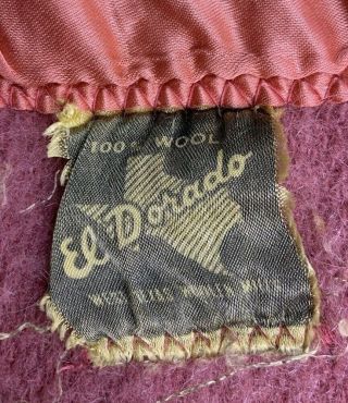Vintage West Texas Woolen Mills Eldorado Wool Blanket Satin Trim 81x56 2