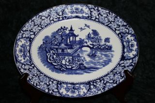 Vintage Blue And White Meat Platter - England - Swinnertons C.  1930