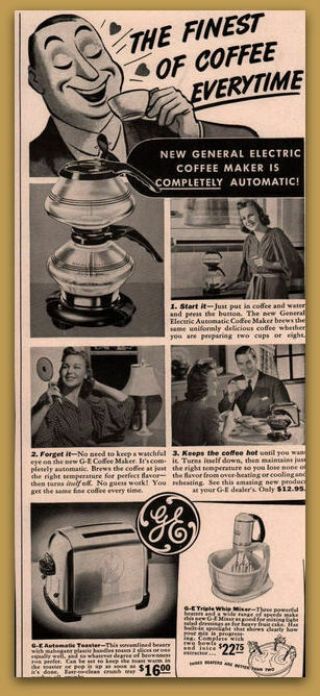 3 1950 ' S Vintage Coffee Makers Cory General Electric Glass Universal Print Ads 3