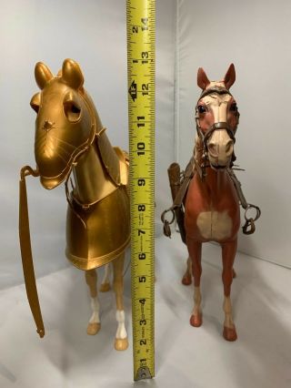 Rare Vintage 60s - 70s Louis Marx Co.  Toys Horses Johnny West Brown & Gold Wheels