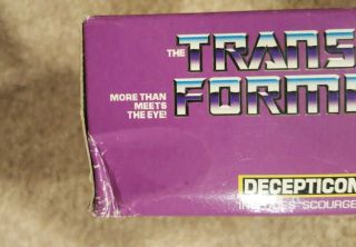 1986 Vintage Transformers G1 Decepticon: Scourge MIB 8