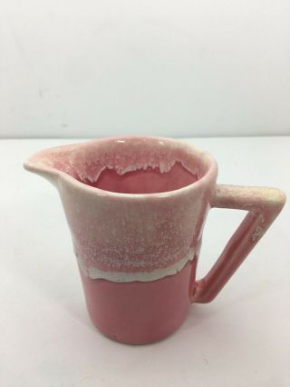Vintage Mid Century Drip Glaze Pink Stoneware Pottery Creamer