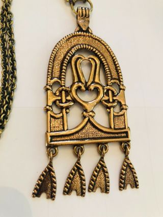 Vintage KALEVALA KORU FINLAND Scandinavian Bronze Pendant Necklace Signed 2