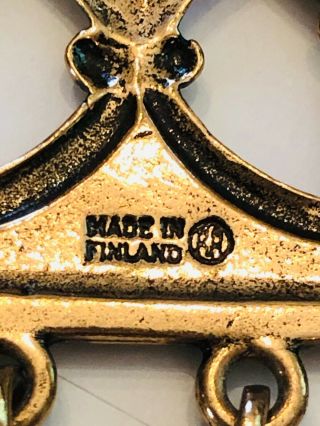 Vintage KALEVALA KORU FINLAND Scandinavian Bronze Pendant Necklace Signed 4