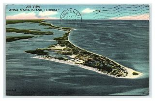 Vintage Postcard Air View Anna Maria Island Florida M1