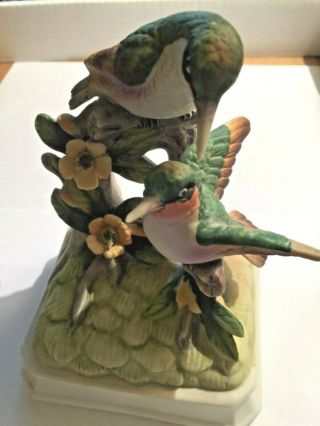 Vintage Gorham Hummingbird Bird Porcelain Wind - Up Music Box Japan